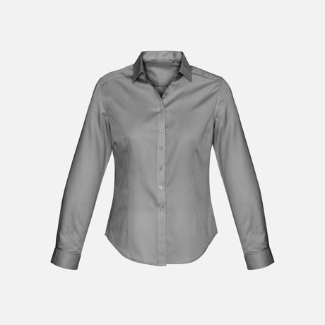 Chemise à manches longues pour femme Biz S522LL en gris, vêtement élégant et confortable, idéale pour un style professionnel.
