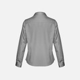 Chemise à manches longues pour femme Biz Dalton gris, tissu léger et coupe élégante, adaptée pour un style professionnel et décontracté.