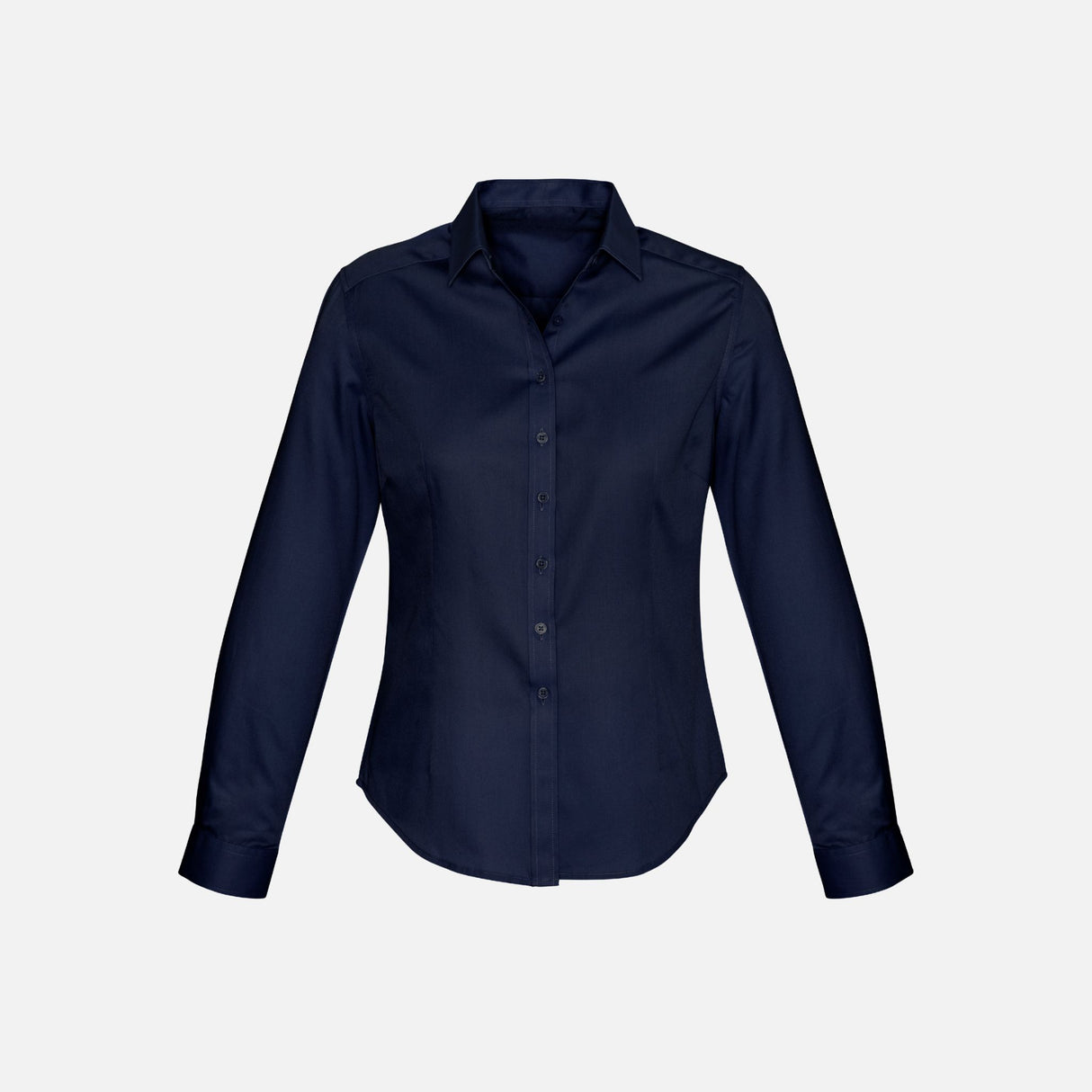 Chemise à manches longues pour femme Biz en tissu marine, coupe classique, col boutonné, idéal pour un style élégant et décontracté