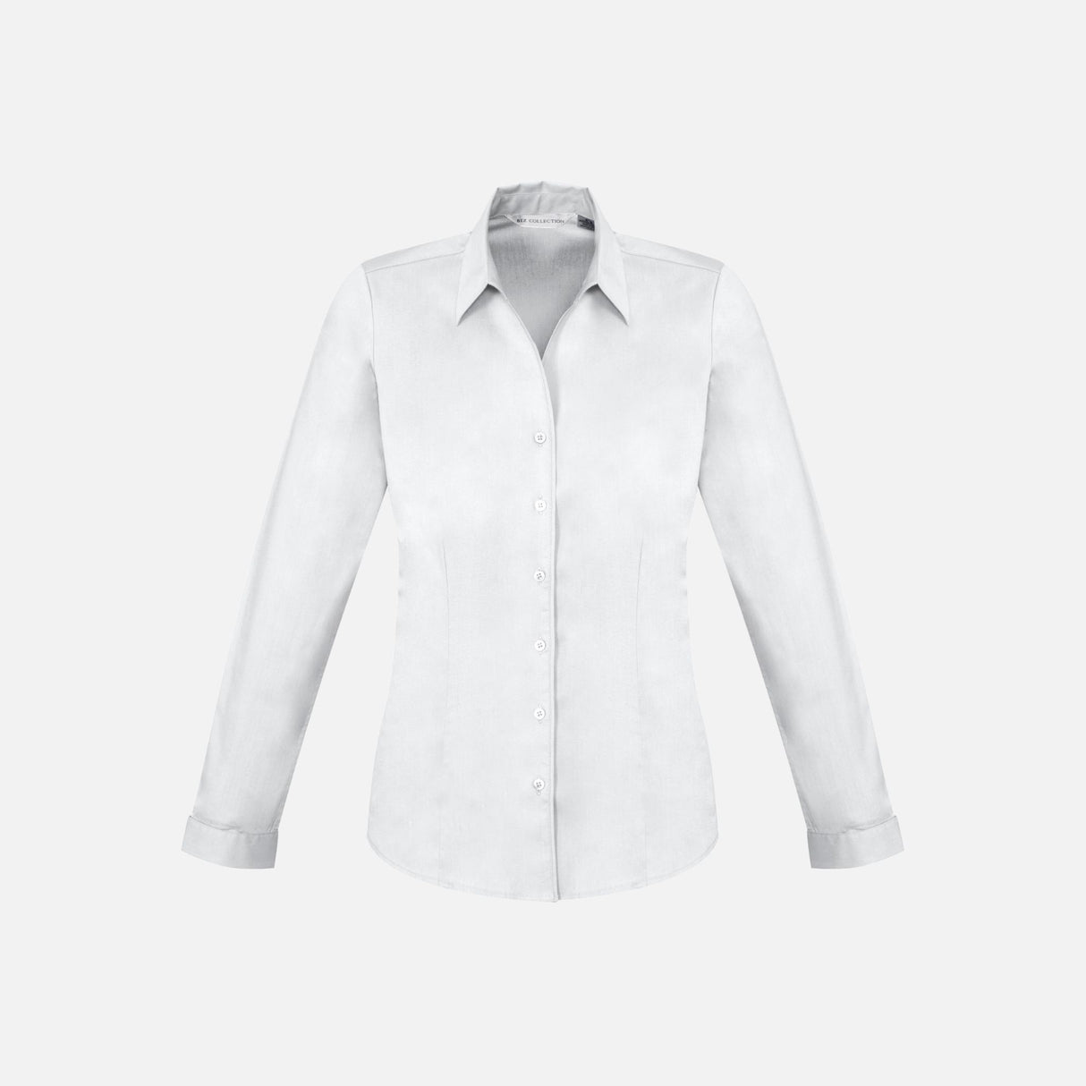 Chemise manches longues pour femme Biz Monaco, blanche, en tissu léger, avec col classique et coupe élégante.