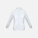 Chemise manches longues pour femme Biz Monaco blanche, tissu léger et élégant, vue de face.