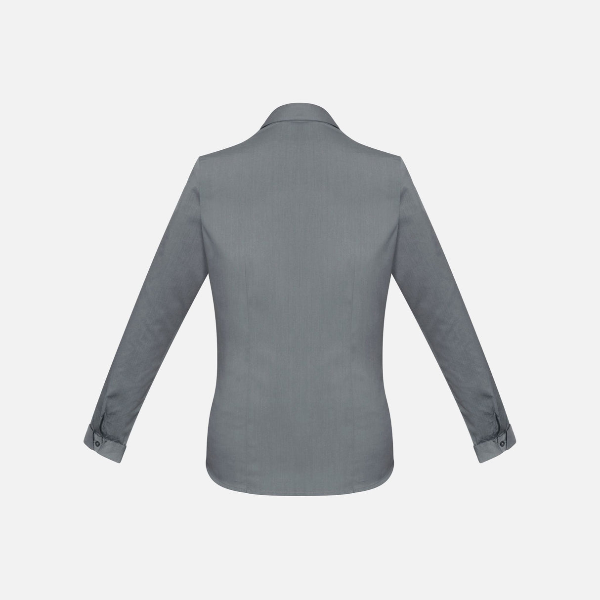 Chemise manches longues pour femme Biz Monaco en gris, vêtement élégant en coton avec col classique et boutons.