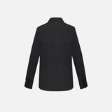 Chemise à manches longues pour femme Biz London, noire, en tissu léger, adaptée pour un style élégant et décontracté.