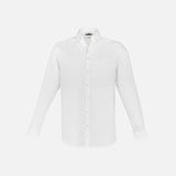 Chemise à manches longues pour homme Biz Memphis blanche en coton, vue de face sur fond neutre.