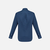 Chemise à manches longues pour homme Biz Memphis en bleu minéral, tissu élégant et confortable, idéale pour un style décontracté ou formel.