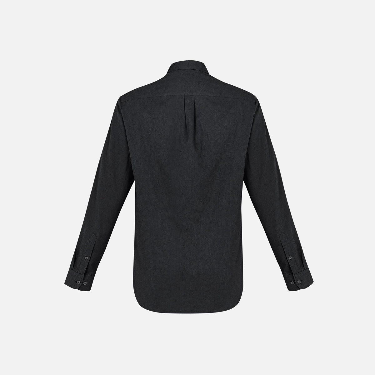 Chemise à manches longues pour homme Biz Memphis, noire, en tissu léger, style décontracté, vue de face.