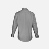 Chemise à manches longues pour homme Biz Dalton, tissu gris élégant, coupe classique, idéale pour un style professionnel.