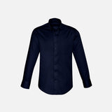 Chemise à manches longues pour homme Biz S522ML en tissu marine, vue de face, style classique et élégance décontractée.