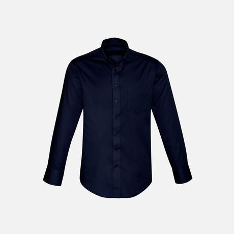 Chemise à manches longues pour homme Biz S522ML en tissu marine, vue de face, style classique et élégance décontractée.