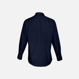Chemise à manches longues pour homme Biz S522ML en tissu marine, col classique et coupe élégante.