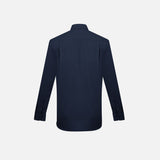 Chemise à manches longues pour homme Biz Londres, tissu marine, coupe classique, détail de col et boutons visibles.