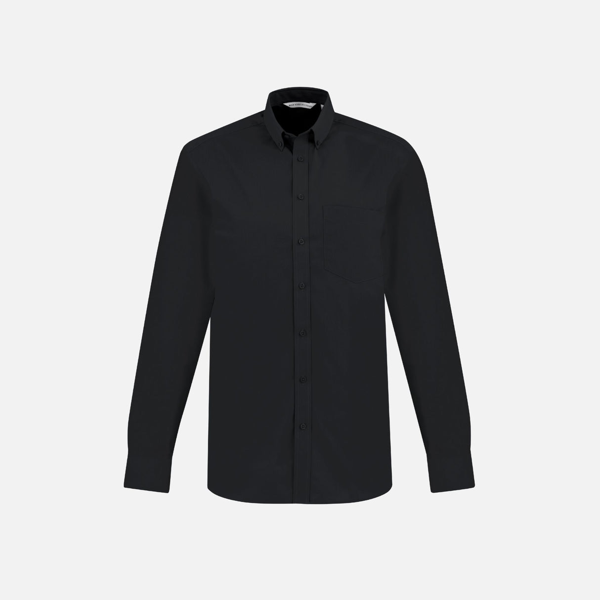 Chemise à manches longues pour homme Biz London noire, tissu élégant, coupe ajustée, idéale pour les tenues professionnelles ou décontractées.