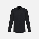 Chemise à manches longues pour homme Biz London noire, tissu élégant, coupe ajustée, idéale pour les tenues professionnelles ou décontractées.