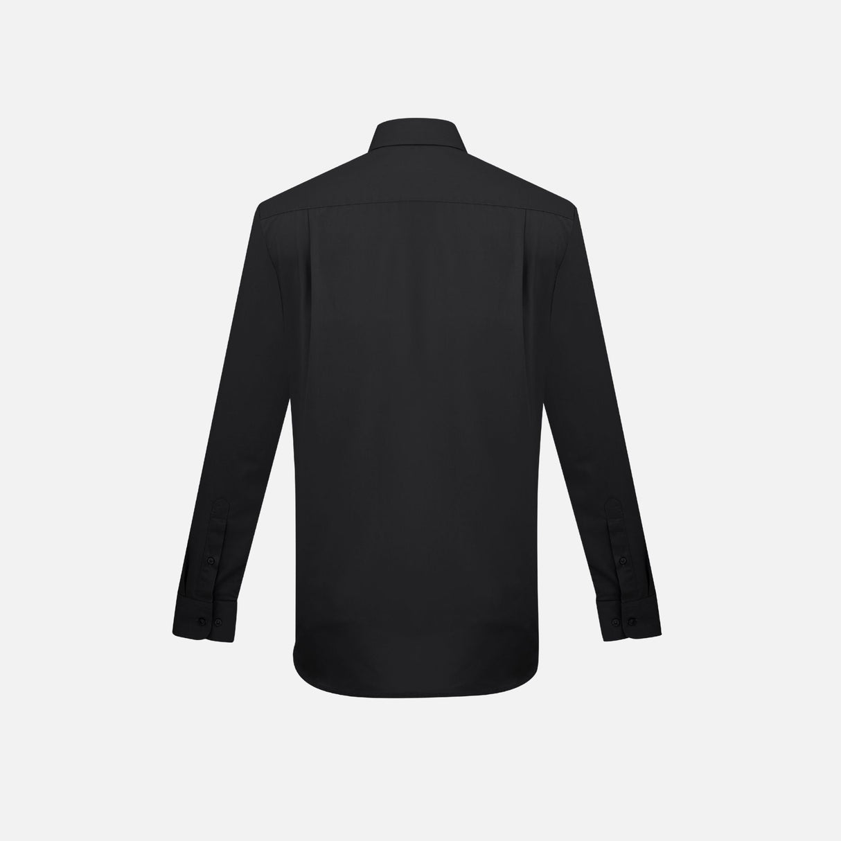 Chemise à manches longues pour homme Biz London, en tissu noir, avec col classique et coupe élégante.