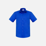 Chemise à manches courtes pour homme Biz Monaco, bleue, en tissu léger, idéal pour un style décontracté et élégant.