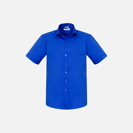 Chemise à manches courtes pour homme Biz Monaco, bleue, en tissu léger, idéal pour un style décontracté et élégant.