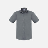 Chemise à manches courtes pour homme Biz Monaco gris, vêtement de chemise en coton avec col classique.