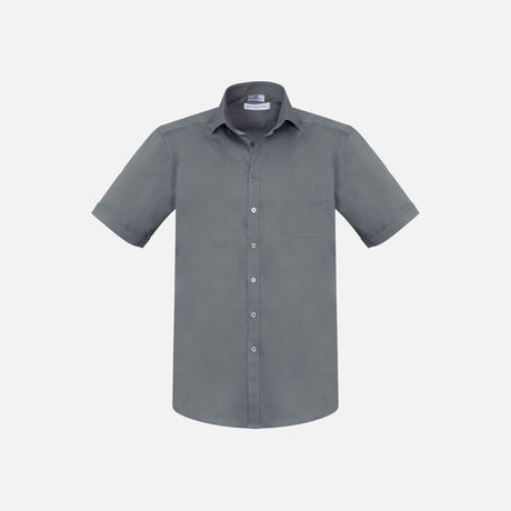 Chemise à manches courtes pour homme Biz Monaco gris, vêtement de chemise en coton avec col classique.