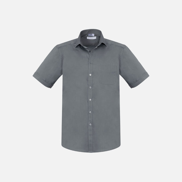 Chemise à manches courtes pour homme Biz Monaco gris, vêtement de chemise en coton avec col classique.