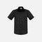 Chemise à manches courtes pour homme Biz Monaco, tissu noir, style élégant et moderne, vue de face.