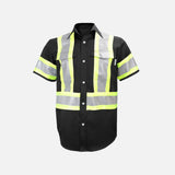 Chemise de travail haute visibilité à manches courtes Gatts, vêtement de sécurité noir pour professionnels.
