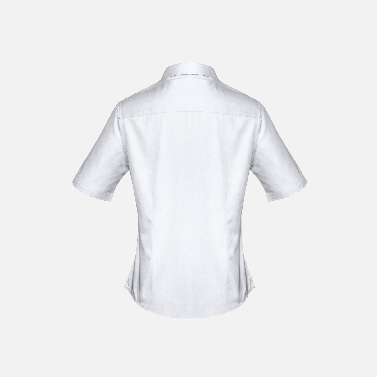 Chemise à manches courtes pour femme Biz, modèle Dalton, en tissu blanc, portée sur mannequin, détail de col et boutons visible.