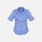 Chemise à manches courtes pour femme Biz, modèle S522LS, en tissu bleu avec col classique et coupe élégante.
