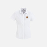 Chemise en denim blanc à manches courtes pour femme de la marque Biz, style décontracté et moderne.
