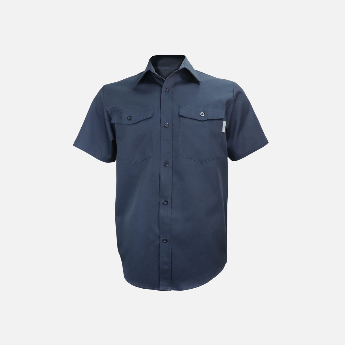 Chemise de travail manches courtes Gatts 650EX marine en tissu extensible, conçue pour le confort et la durabilité.