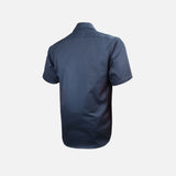 Chemise de travail manches courtes Gatts 650EX, extensible, en tissu marine, adaptée pour le travail et la sécurité.