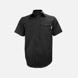 Chemise de travail manches courtes Gatts 650EX, extensible, en tissu noir, vêtement professionnel pour homme.