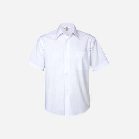 Chemise pour homme à manches courtes de la marque Biz, modèle SH715, couleur blanche, vêtement de bureau élégant.