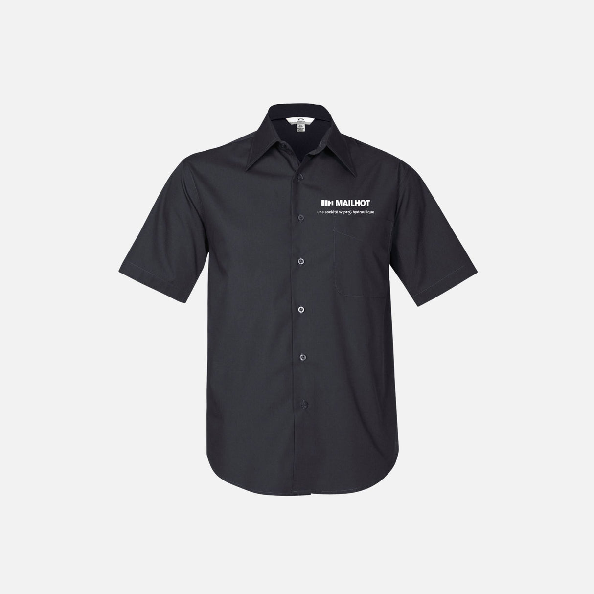 Chemise homme à manches courtes Biz, couleur charbon, en tissu léger, style décontracté, portée avec col classique.
