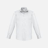 Chemise à manches longues pour homme Biz Monaco blanche, vêtement de chemise en coton avec col classique.