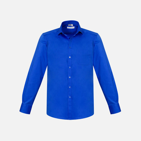 Chemise à manches longues Biz Monaco bleue pour homme, vêtement de chemise élégante en tissu léger.