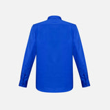 Chemise à manches longues Biz Monaco bleue pour homme, vêtement de style corporel, détail de la chemise en tissu léger.