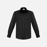 Chemise à manches longues Biz Monaco pour homme, noire, en tissu élégant, portée décontractée ou formelle.