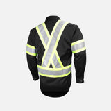 Chemise de travail haute visibilité Gatts à manches longues noire, vêtement de sécurité pour travaux.