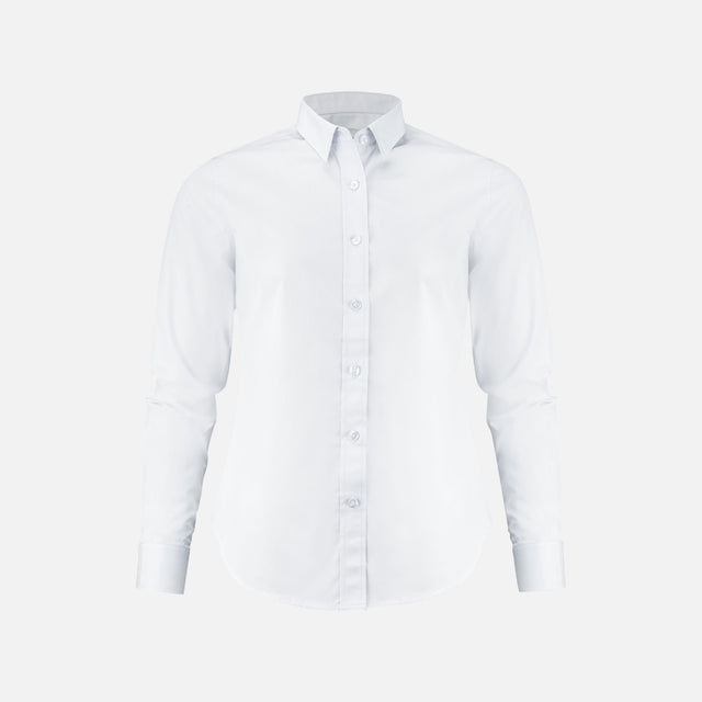 Chemise à manches longues blanche pour femme James Harvest Acton, look professionnel et entretien facile, vêtement élégant et pratique.