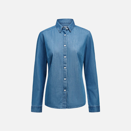 Chemise à manches longues pour femme James Harvest Sayville, tissu léger, coupe élégante, boutons devant, style classique.