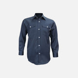 Chemise de travail manches longues Gatts 625S marine, vêtement professionnel en coton avec col et boutons.