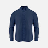 Chemise à manches longues James Harvest Acton marine, style business, tissu facile à entretenir, pour homme.