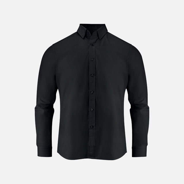 Chemise à manches longues James Harvest pour homme, style business, couleur noire, entretien facile, vêtement chemise élégant
