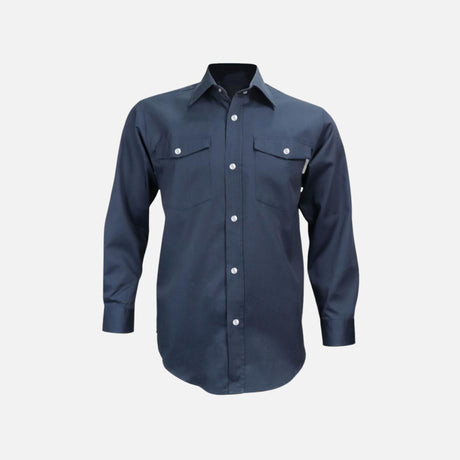 Chemise de travail manches longues extensible Gatts 625EX marine, tissu robuste et confortable pour le travail professionnel.