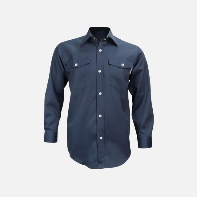 Chemise de travail Gatts manches longues extensible en coloris marine, vêtement professionnel pour le travail.