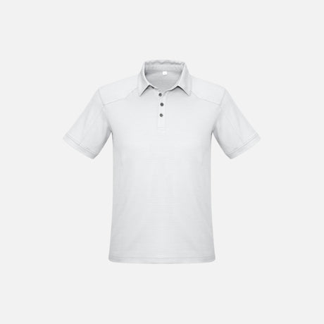 Polo à manches courtes pour homme de la marque Biz, en coton bleu avec col et boutons visibles.