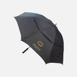 Parapluie de golf noir Busrel Gènes, accessoire pratique pour protéger du soleil et de la pluie lors des parties.