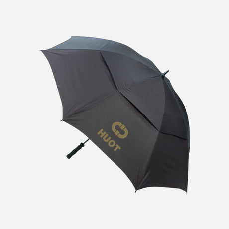 Parapluie de golf noir Busrel Gènes, accessoire pratique pour protéger du soleil et de la pluie lors des parties.