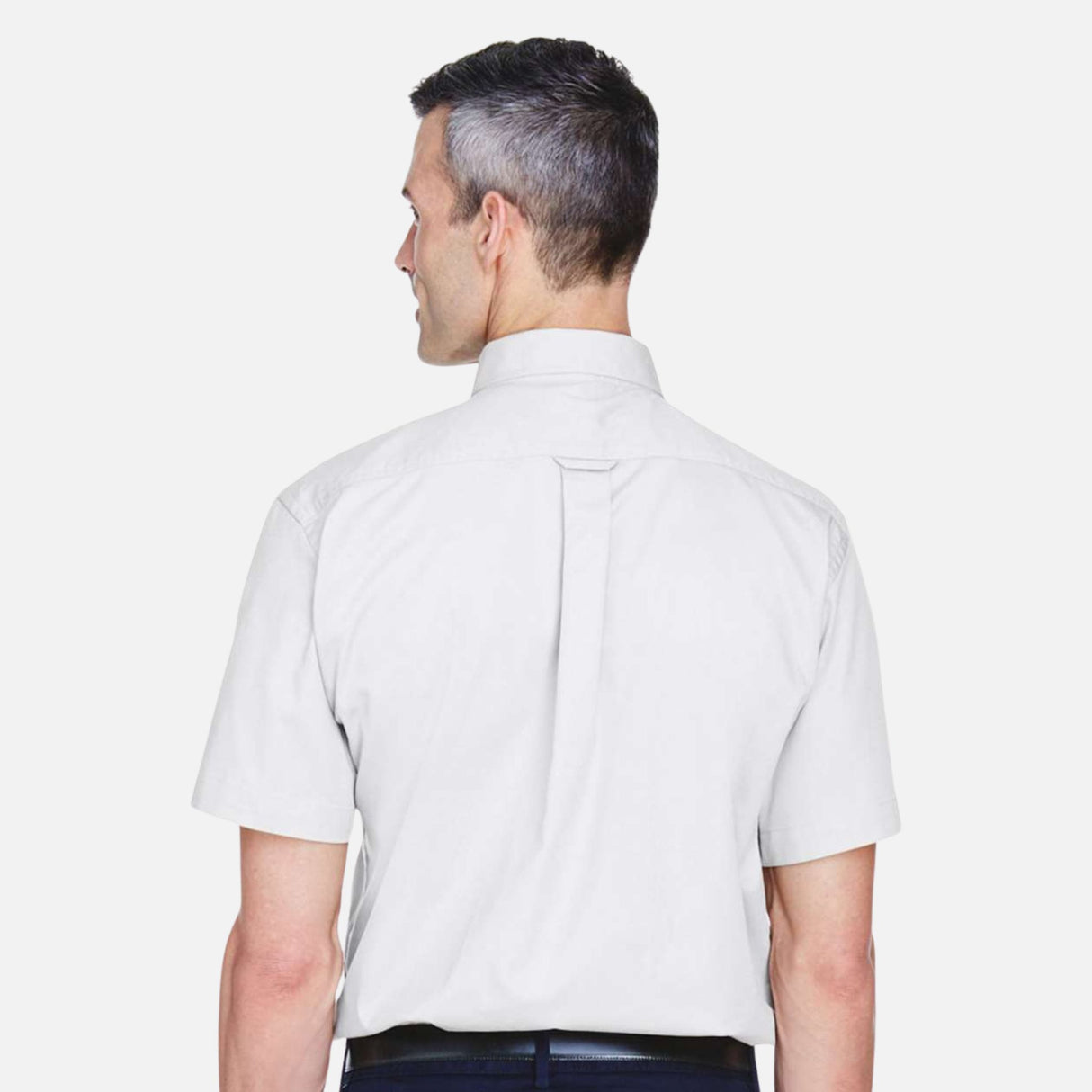 HUOT-chemise-manches-courtes-Harriton-M500S-blanc-derrière-mannequin