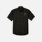 Chemise à manches courtes Harriton M500S en noir, vêtement pour homme, tissu léger et confortable, vue frontale.